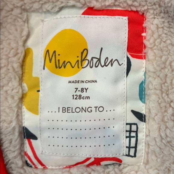 MINI BODEN GIRLS FLEECE LINED JACKET SIZE 7-8 years - Picture 2 of 3